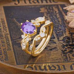 Luxury Oval Cut Amethyst Engagement Ring