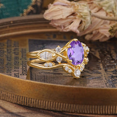 Luxury Oval Cut Amethyst Engagement Ring