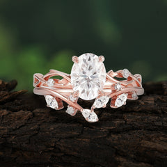Nature-Inspired Oval Cut Moissanite Engagement Ring