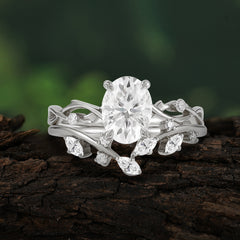 Nature-Inspired Oval Cut Moissanite Engagement Ring