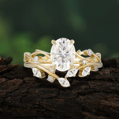 Nature-Inspired Oval Cut Moissanite Engagement Ring