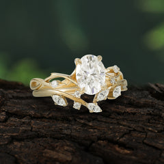 Nature-Inspired Oval Cut Moissanite Engagement Ring