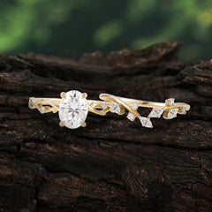 Nature-Inspired Oval Cut Moissanite Engagement Ring