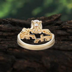 Nature-Inspired Oval Cut Moissanite Engagement Ring