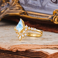 Luxury Kite-Cut Natural Moonstone Engagement Ring