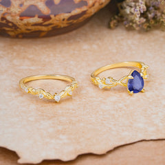 Woodland Style 6 Prong Pear Shaped Tanzanite Wedding Ring
