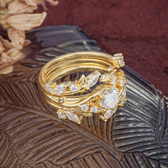 Romantic Nature-inspired 6-Prong Round Cut Moissanite Stacking Ring