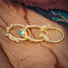 Romantic Nature-inspired 6-Prong Round Cut Turquoise Stacking Ring