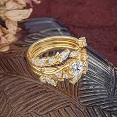 Romantic Nature-inspired 6-Prong Round Cut Lab Diamond Stacking Ring