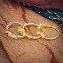 Romantic Nature-inspired 6-Prong Round Cut Natural Peridot Stacking Ring