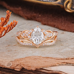 Romantic 5-Prong Pear Cut Moissanite Stacking Ring