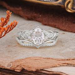 Romantic 5-Prong Pear Cut Moissanite Stacking Ring