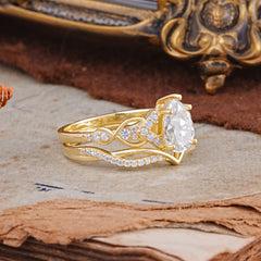 Romantic 5-Prong Pear Cut Moissanite Stacking Ring