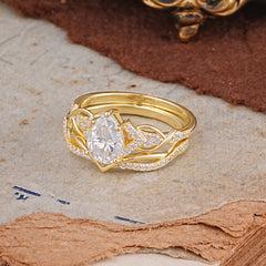 Romantic 5-Prong Pear Cut Moissanite Stacking Ring