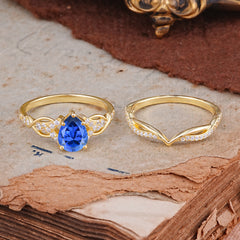 Romantic 5-Prong Pear Cut Sapphire Stacking Ring