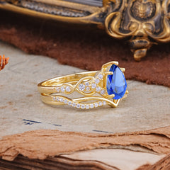 Romantic 5-Prong Pear Cut Sapphire Stacking Ring