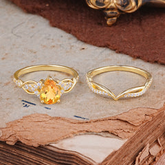 Romantic 5-Prong Pear Cut Citrine Stacking Ring