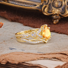 Romantic 5-Prong Pear Cut Citrine Stacking Ring