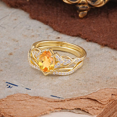 Romantic 5-Prong Pear Cut Citrine Stacking Ring
