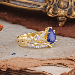 Romantic 5-Prong Pear Cut Natural Tanzanite Stacking Ring