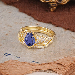 Romantic 5-Prong Pear Cut Natural Tanzanite Stacking Ring