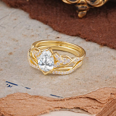 Romantic 5-Prong Pear Cut Lab Diamond Stacking Ring