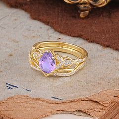Romantic 5-Prong Pear Cut Natural Amethyst Stacking Ring