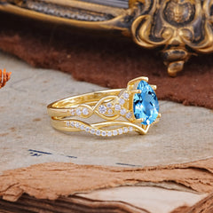 Romantic 5-Prong Pear Cut Aquamarine Stacking Ring