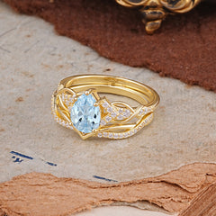 Romantic 5-Prong Pear Cut Aquamarine Stacking Ring