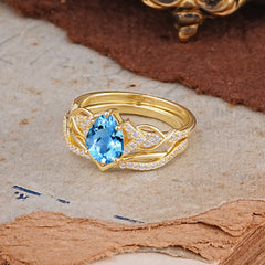 Romantic 5-Prong Pear Cut Aquamarine Stacking Ring