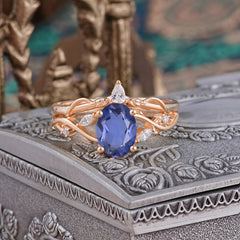 Enchanted 4-Prong Oval Cut Tanzanite Stacking Ring