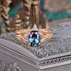 Enchanted 4-Prong Oval Cut Alexandrite Stacking Ring