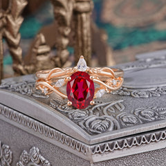 Enchanted 4-Prong Oval Cut Ruby Stacking Ring