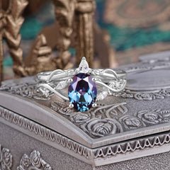 Enchanted 4-Prong Oval Cut Alexandrite Stacking Ring