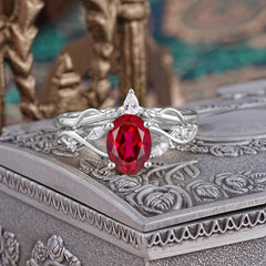 Enchanted 4-Prong Oval Cut Ruby Stacking Ring