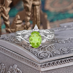 Enchanted 4-Prong Oval Cut Peridot Stacking Ring