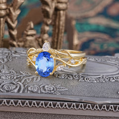 Enchanted 4-Prong Oval Cut Sapphire Stacking Ring