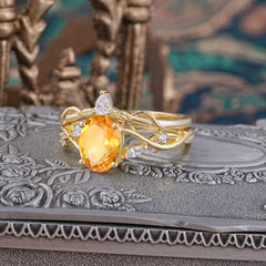 Enchanted 4-Prong Oval Cut Citrine Stacking Ring