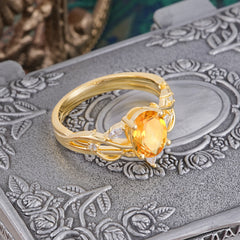 Enchanted 4-Prong Oval Cut Citrine Stacking Ring