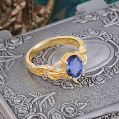 Enchanted 4-Prong Oval Cut Tanzanite Stacking Ring