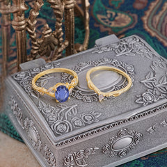 Enchanted 4-Prong Oval Cut Tanzanite Stacking Ring