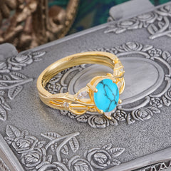 Enchanted 4-Prong Oval Cut Turquoise Stacking Ring