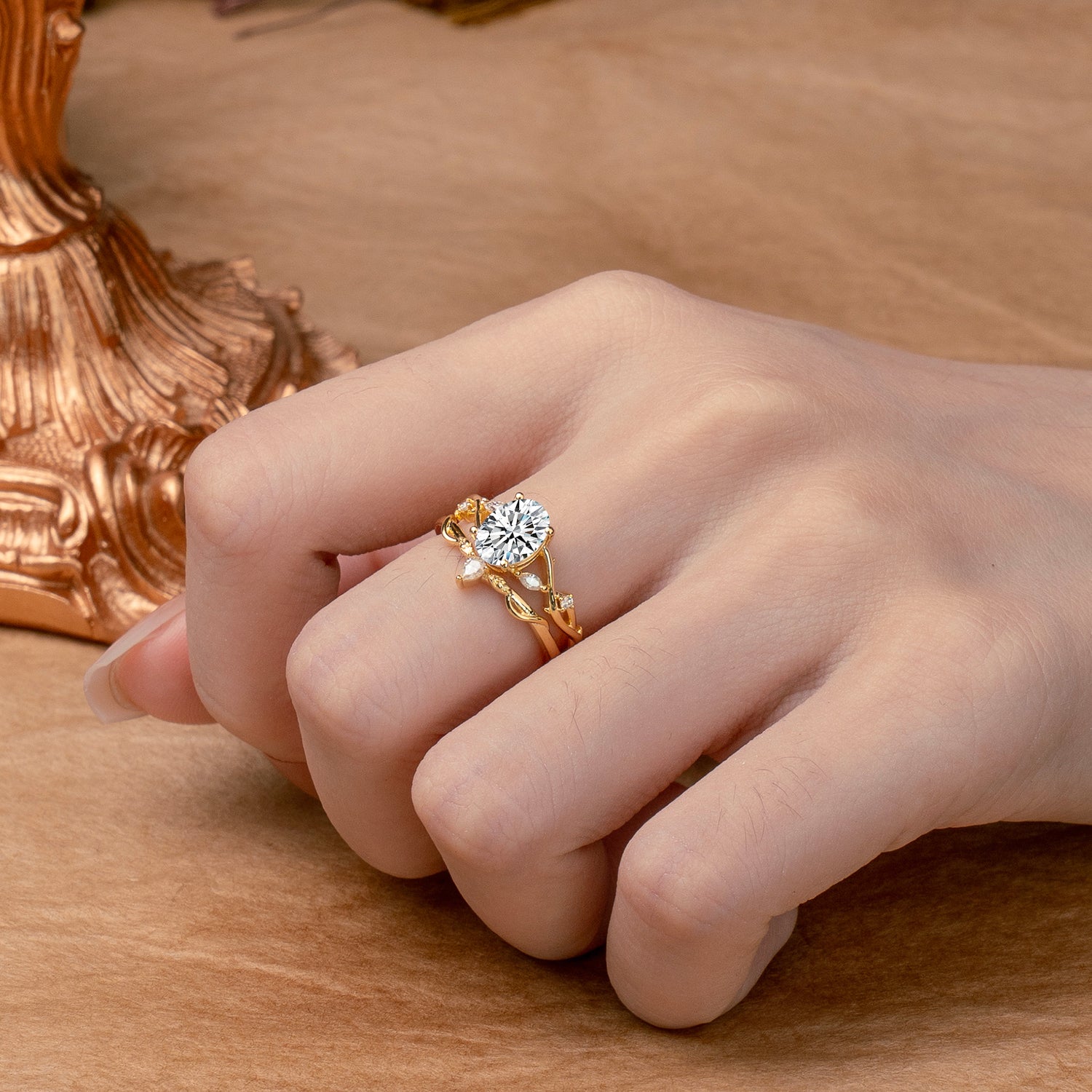 Enchanted 4-Prong Oval Cut Lab Diamond Stacking Bridal Ring Set