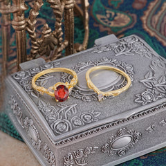 Enchanted 4-Prong Oval Cut Natural Garnet Stacking Ring