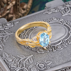 Enchanted 4-Prong Oval Cut Aquamarine Stacking Ring