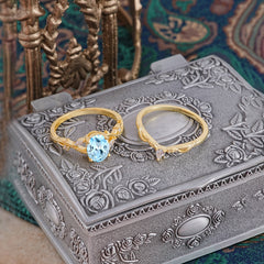 Enchanted 4-Prong Oval Cut Aquamarine Stacking Ring