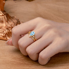 Enchanted 4-Prong Oval Cut Aquamarine Stacking Ring