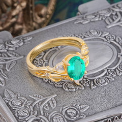 Enchanted 4-Prong Oval Cut Emerald Stacking Ring