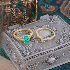 Enchanted 4-Prong Oval Cut Emerald Stacking Ring