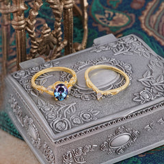 Enchanted 4-Prong Oval Cut Alexandrite Stacking Ring